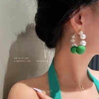 summer fresh green pearl earrings 2022 new trend niche design personality earrings temperament fashion earrings