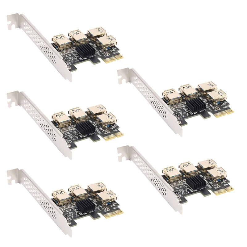 

5-кратный Новый переходник Pcie с 4 портами, плата расширения PCI-E 1X к 4 USB 3,0, PCI-E Rabbet, переходник для графического процессора, эфириум ETH/Портативн...