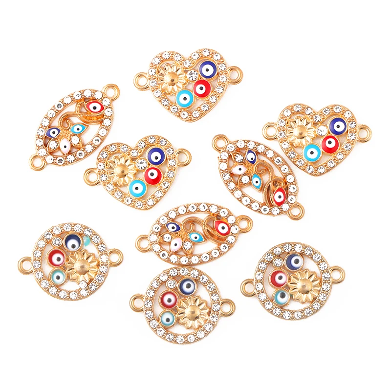 15Pcs 13*25MM Colorful Lucky Blue Eyes Charm Pendant Connector Women's Jewelry DIY Necklace Bracelet Earrings Accessories Gifts