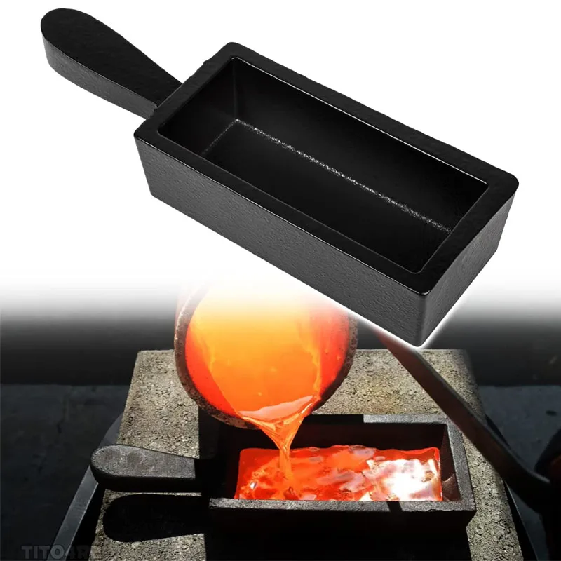 

100 Oz Loaf Ingot Cast Iron Ingot Mold for Melting Casting Refining Gold Silver Aluminum Copper Brass（Capacity Of 100 Oz）