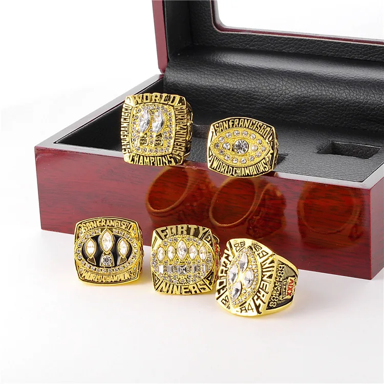

Комплект колец с Кубком мира Сан-Франциско 49ers, сувенирные кольца из коллекции мужских золотых колец, модные ювелирные изделия из сплава, по...