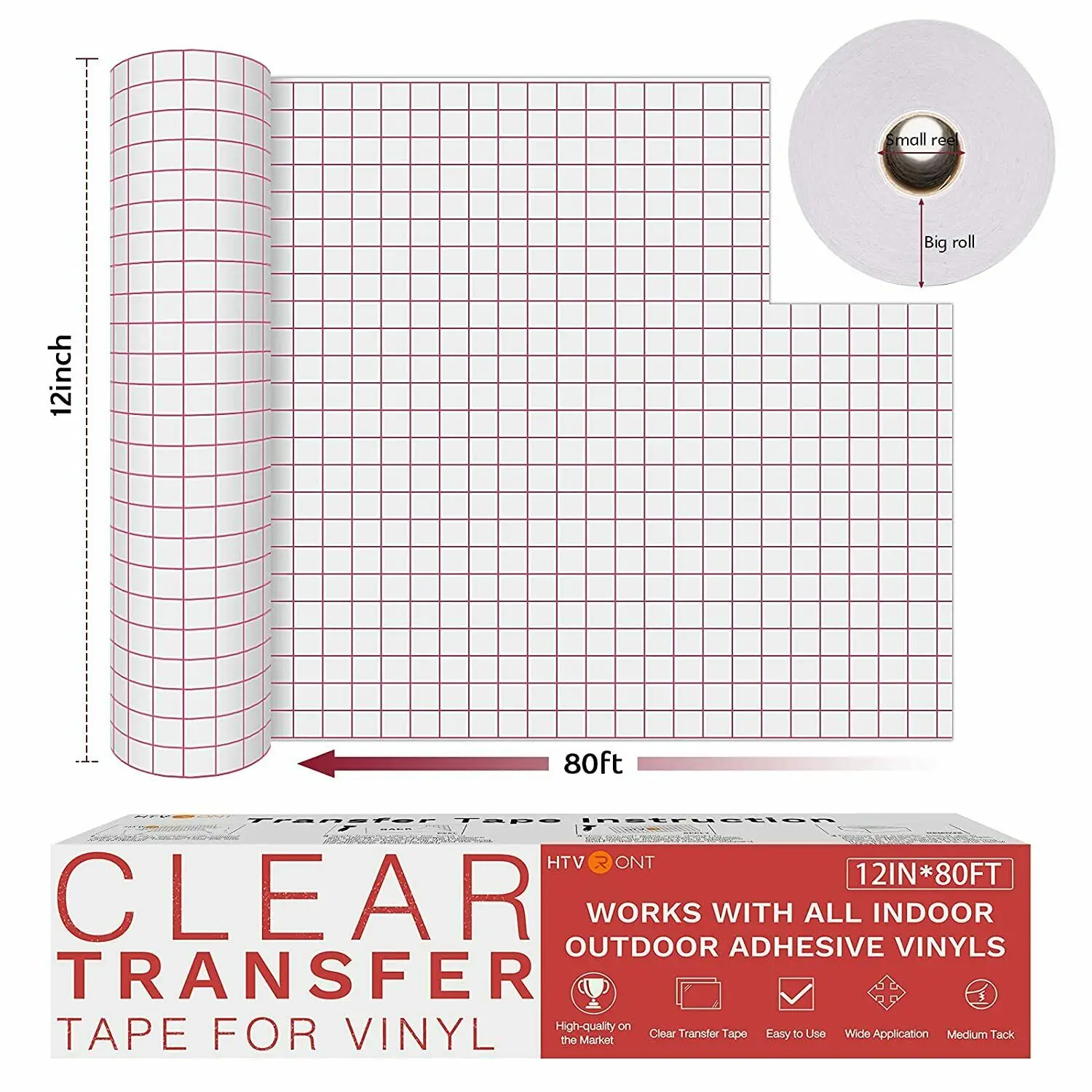 HTVRONT 30X240 0cm/12inX80ft Transfer Band Rot Ausrichtung Grid Anwendung Papier für Cricut Handwerk Tasse Auto DIY Aufkleber klebstoff Vinyl