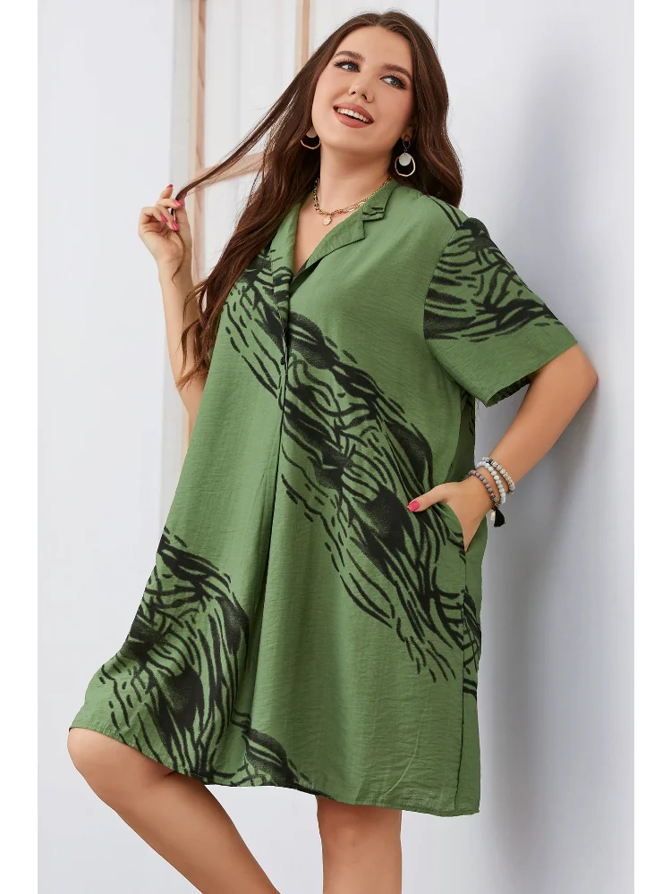 Large Women's Dress Short Sleeve Loose fitting Dress plus size dresses