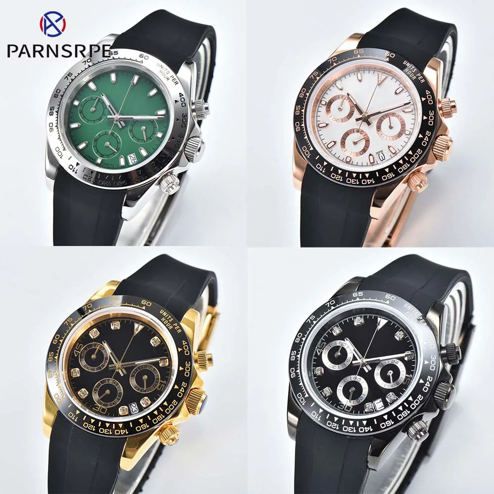 

Мужские многофункциональные кварцевые часы-хронограф с японским механизмом VK63 из нержавеющей стали 316L, мужские спортивные повседневные часы с резиновым ремешком