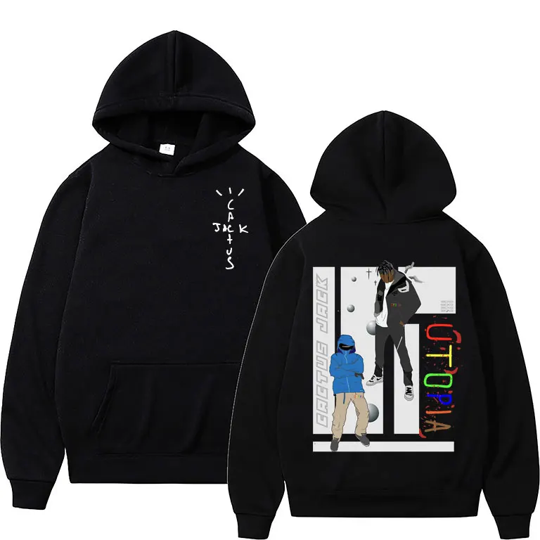 

Cactus Jack Utopia Portrait Double Sided Graphic Print Hoodies Long Sleeves Hip Hop Men Women Travis Scott Sweatshirts Hoodie