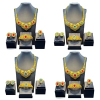 18k gold plated jewelry set womens four piece jewelry necklaceearringsbraceletring chd20682