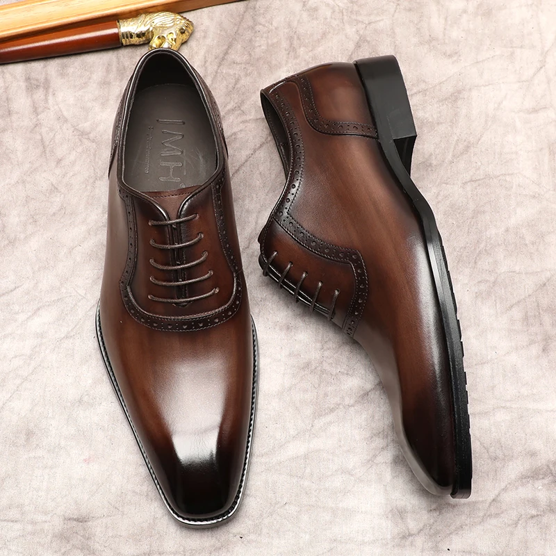 

Туфли-оксфорды мужские классические, Натуральная Воловья кожа, на шнуровке, классические, лето