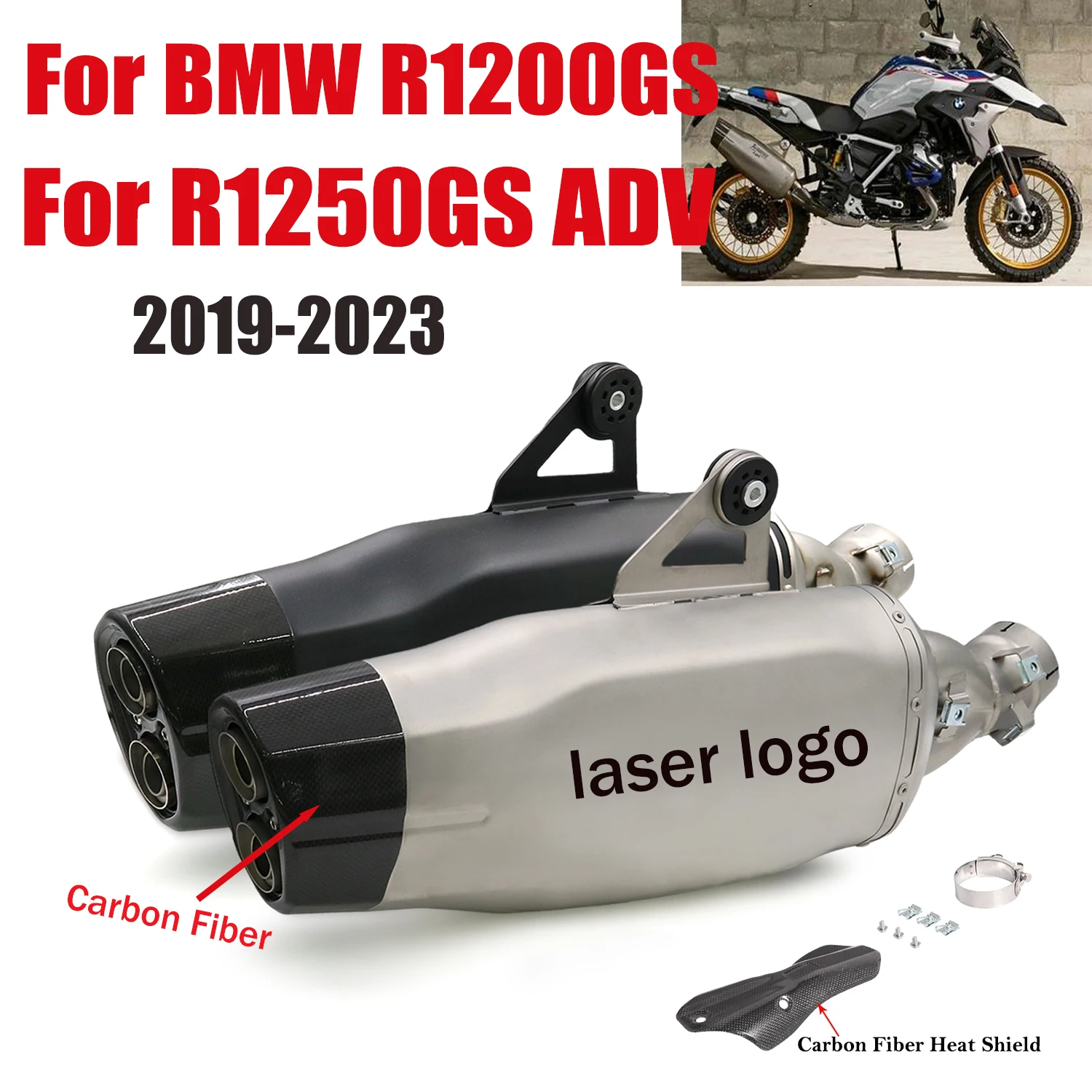Фото Надевается для BMW R1250GS ADV R1200GS Adventure 2019-2023, выхлопная труба мотоцикла, глушитель из углеродного волокна DB Killer, средняя соединительная труба №1