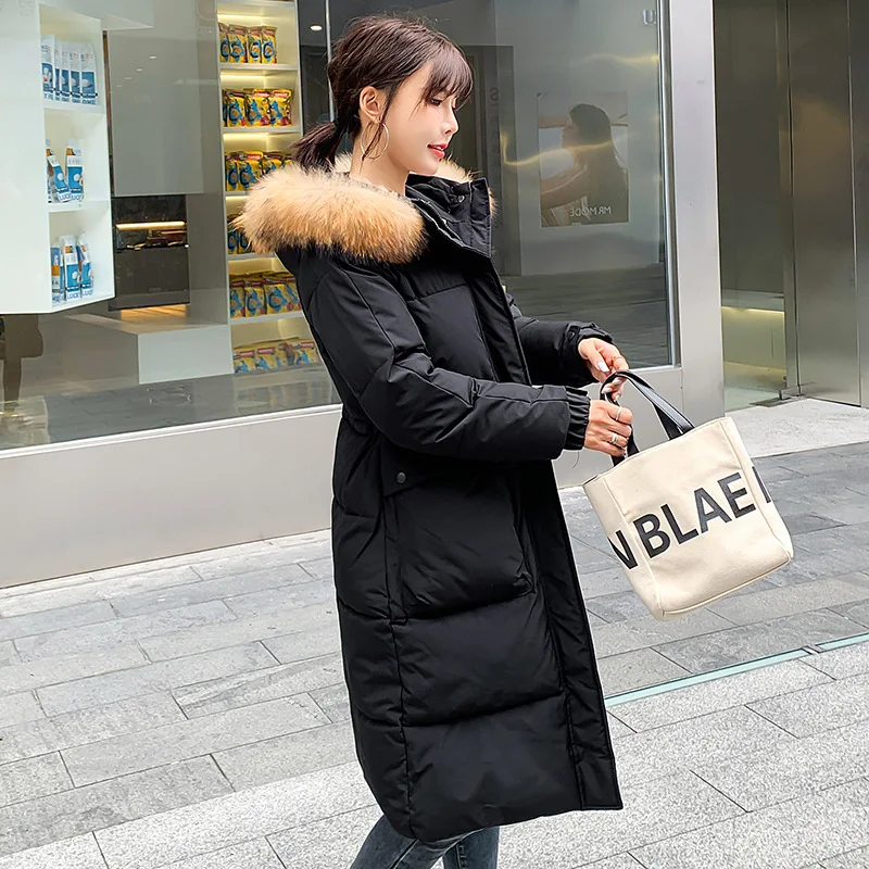 Cotton Padded Jacket Women Korean Fashion Fur Collar Thicken Warm Jackets 2022 Winter Solid Casual Cotton Outwear Female Y937