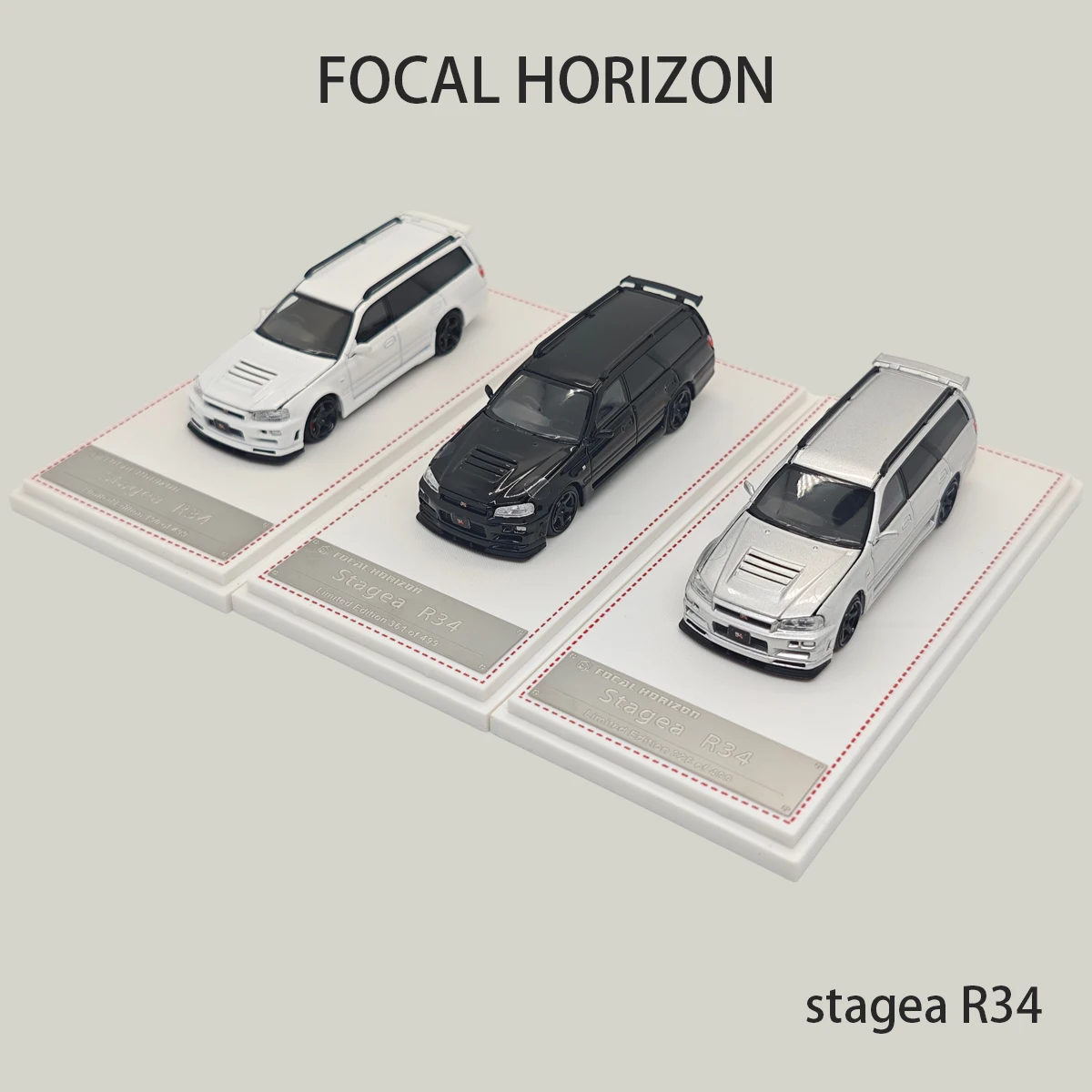 Фото Модель автомобиля FH Stagea R34 1:64 JDM Station Wagon из литого металла с открывающимся капотом и видимыми деталями двигателя. В наличии, готов к отправке. №2