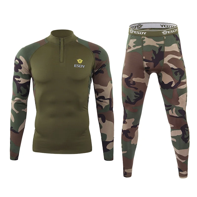 Men's Clothing 2021 Winter New Arrive Men Polar Fleece thermal Underwear Sets Quick Drying Thicking Warm Tactical Camo Underwear
