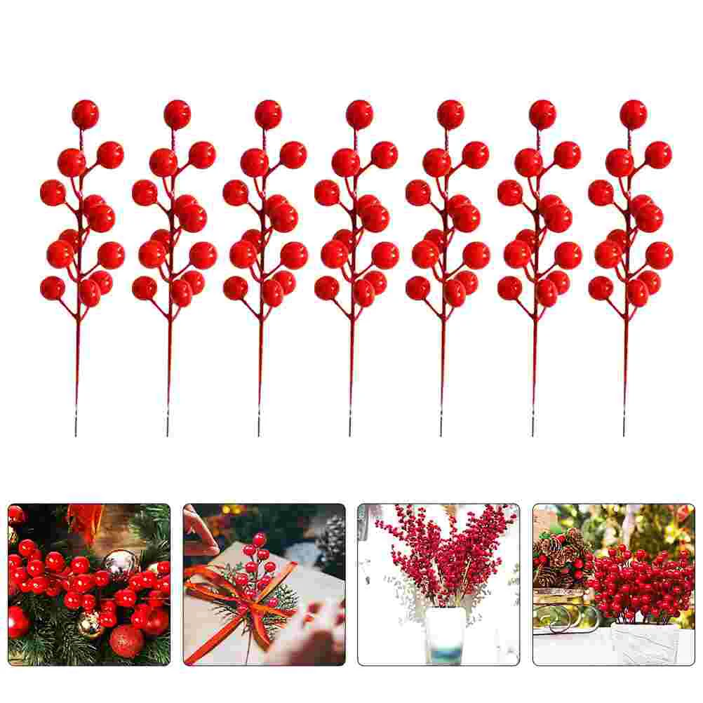 

Berry Artificial Picks Stems Branches Berries Red Faux Christmas Holly Fake Flower Plastic Floral Fruit Stem Cedar Simulation