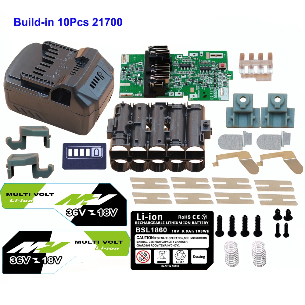 

10*21700 BSL36A18 Li-Ion Battery Case PCB Board Circuit BOX for Hitachi HIKOKI 36V 18V MultiVolt MV Li-Ion Battery Housings