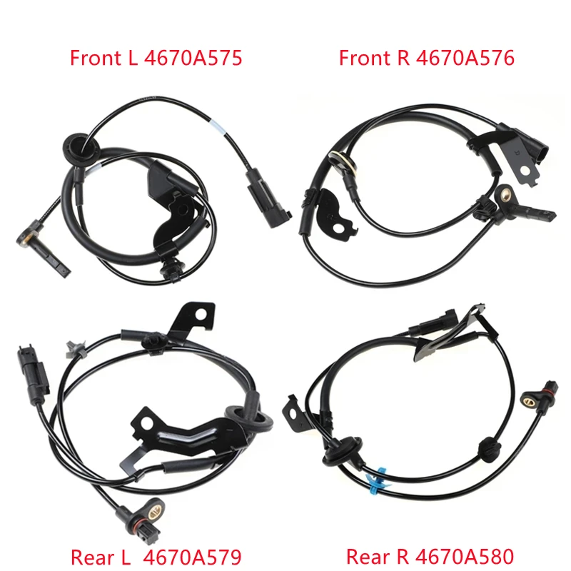 

4Pcs Front Rear Left Right Wheel Speed ABS Sensor For Mitsubishi Lancer Outlander 4670A575 4670A576 4670A579 4670A580