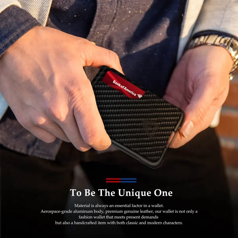 ENIGMA Carbon Fiber Pattern Minimalist Wallet for Men, RFID Blocking Card Holder  Tactical Wallet