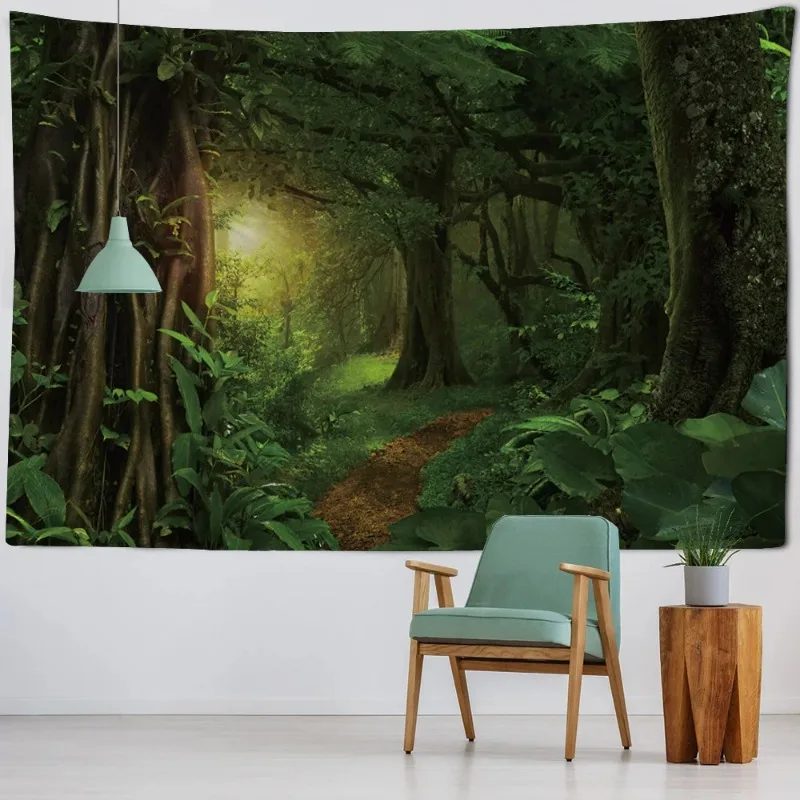 Гобелен с туманным лесом природный пейзаж украшение для комнаты одеяло