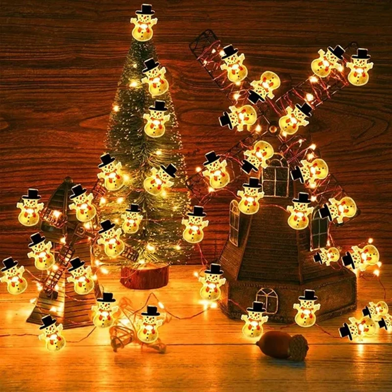 Новинка 2 м 20 светодиодов в виде Санта Клауса и снежинки светодиодная подсветка