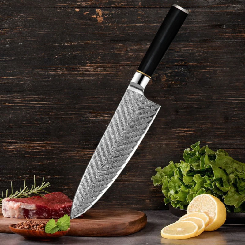 

Damascus Forging Professional Chef Knife Senior Ebony Handle Western Cooking Knife VG10 Stainless Steel Kitchen Cutting Tool