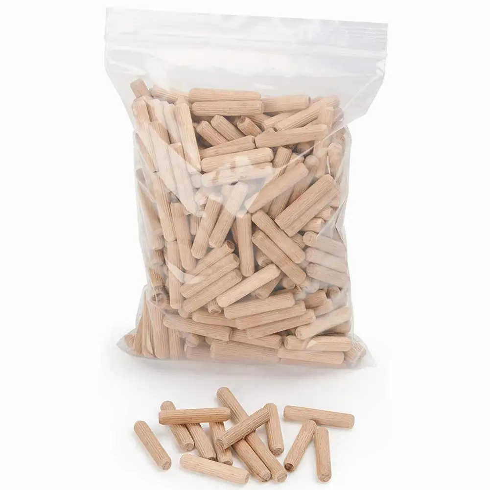 

100pcs Wooden Dowels Hardwood Dowel M6/M8/M10 Chamfered Grooved Beech Dowel Grooved For Carpenters Furniture Makers Repair Tools