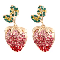 temperament rhinestone sweet strawberry earrings for woman