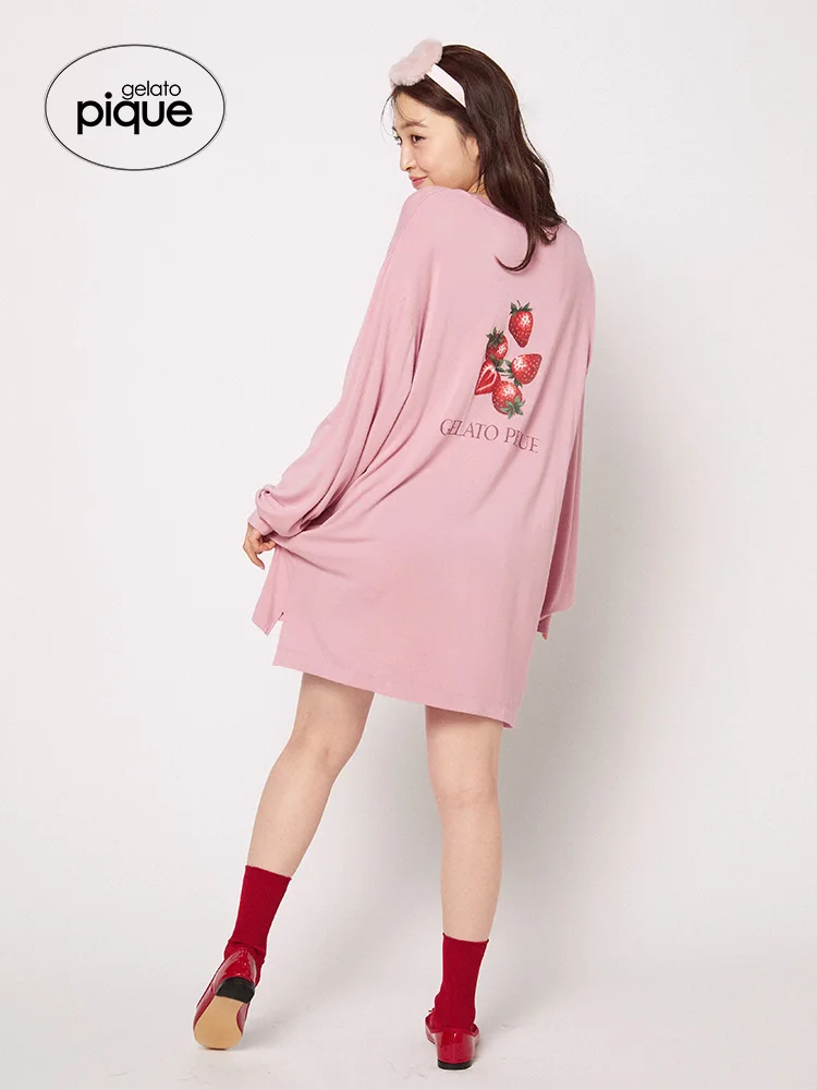 Room Wear Gelato Pique 2023 Spring New Women's Pajamas Strawberry T-shirt Pajama Pants Home Wear Modal Spandex