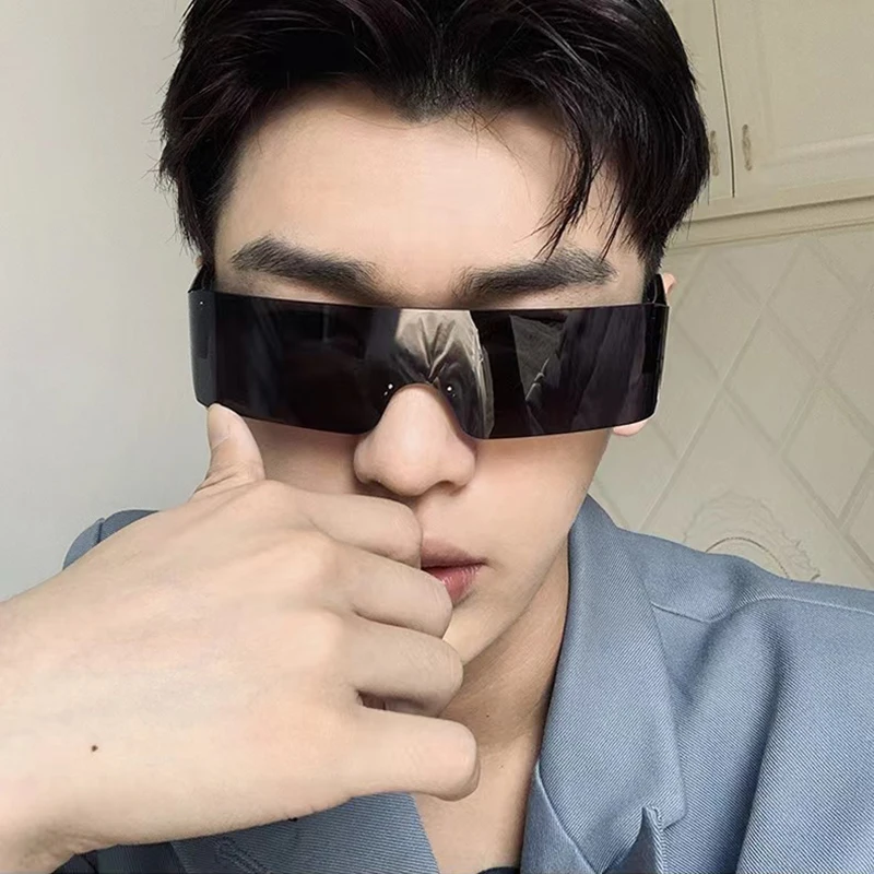 Солнцезащитные очки в стиле стимпанк Y2K для мужчин и женщин квадратные цельные