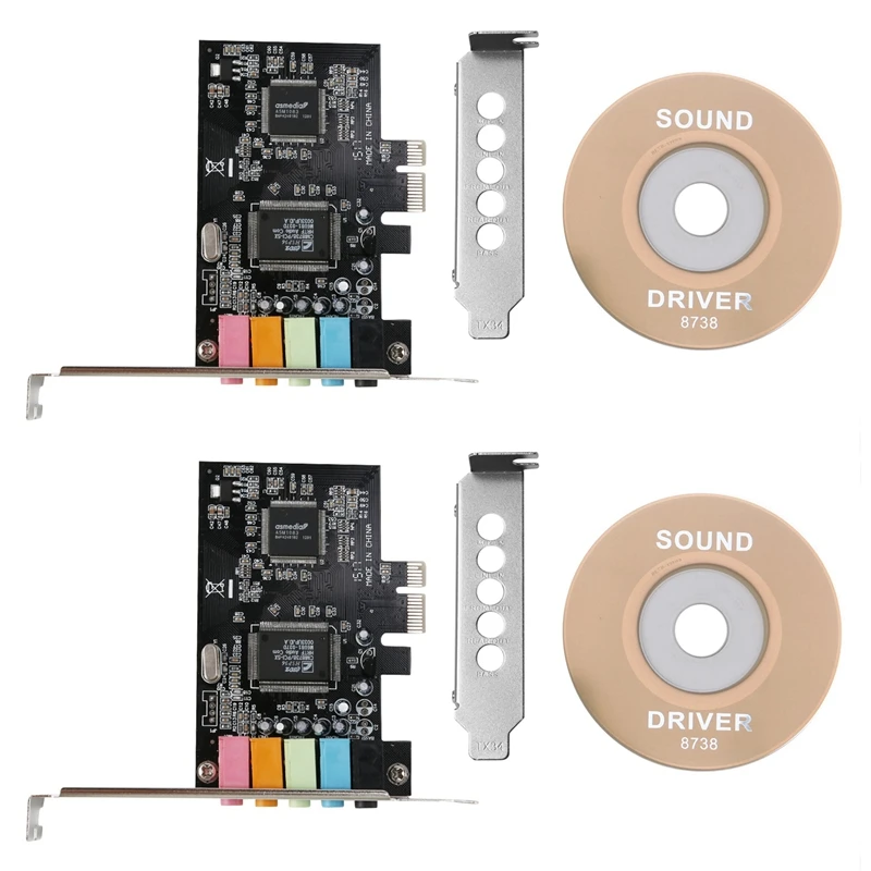 

2X Pcie звуковая карта 5,1, PCI Express объемная 3D Звуковая карта для ПК с высокой производительностью прямого звука и низким кронштейном