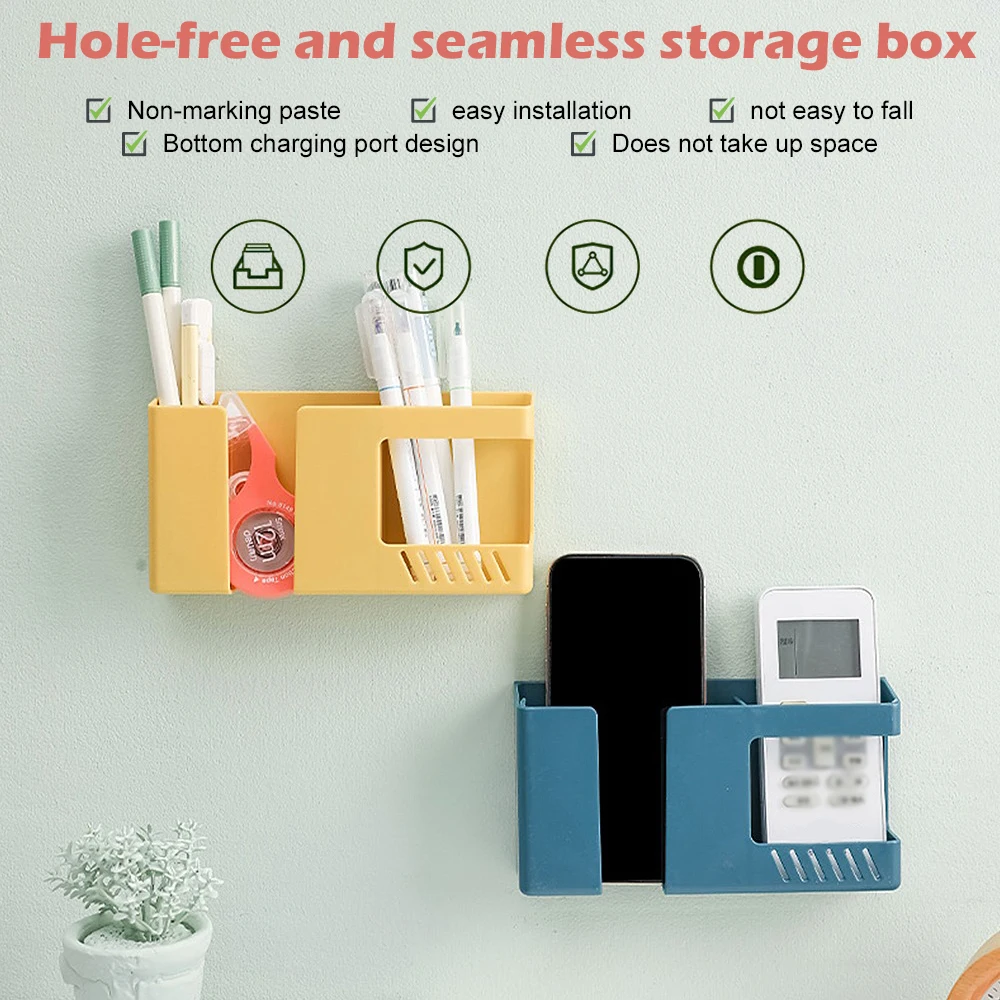 

Multifunctional Wall Mounted Organizer Storage Box Punch-free Mobile Phone Remote Control Holders Home Container Rack