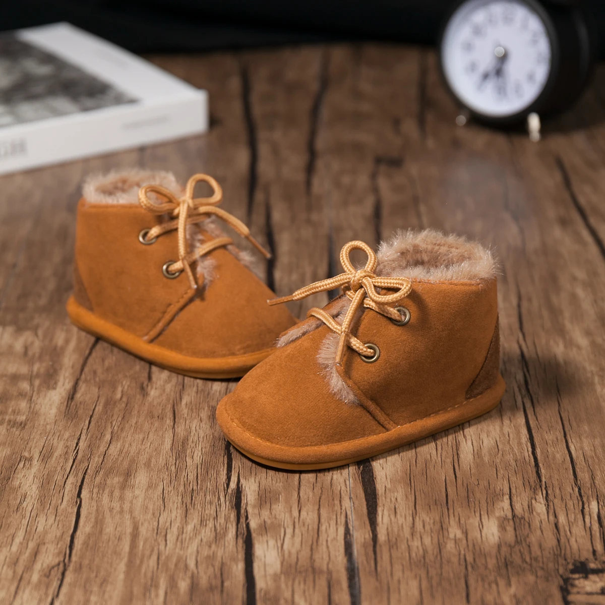 KIDSUN Baby Shoes Winter Snow Booties Warm Infant Boy Girl Toddler Crib Shoes Rubber Sole Anti-slip Soft Newborn First Walkers