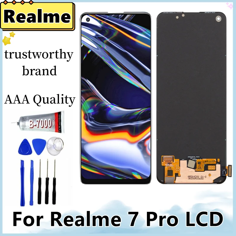 100% протестированный Amoled / TFT 6,4 дюймовый дисплей для OPPO Realme 7 Pro RMX2170, ЖК-дисплей для замены