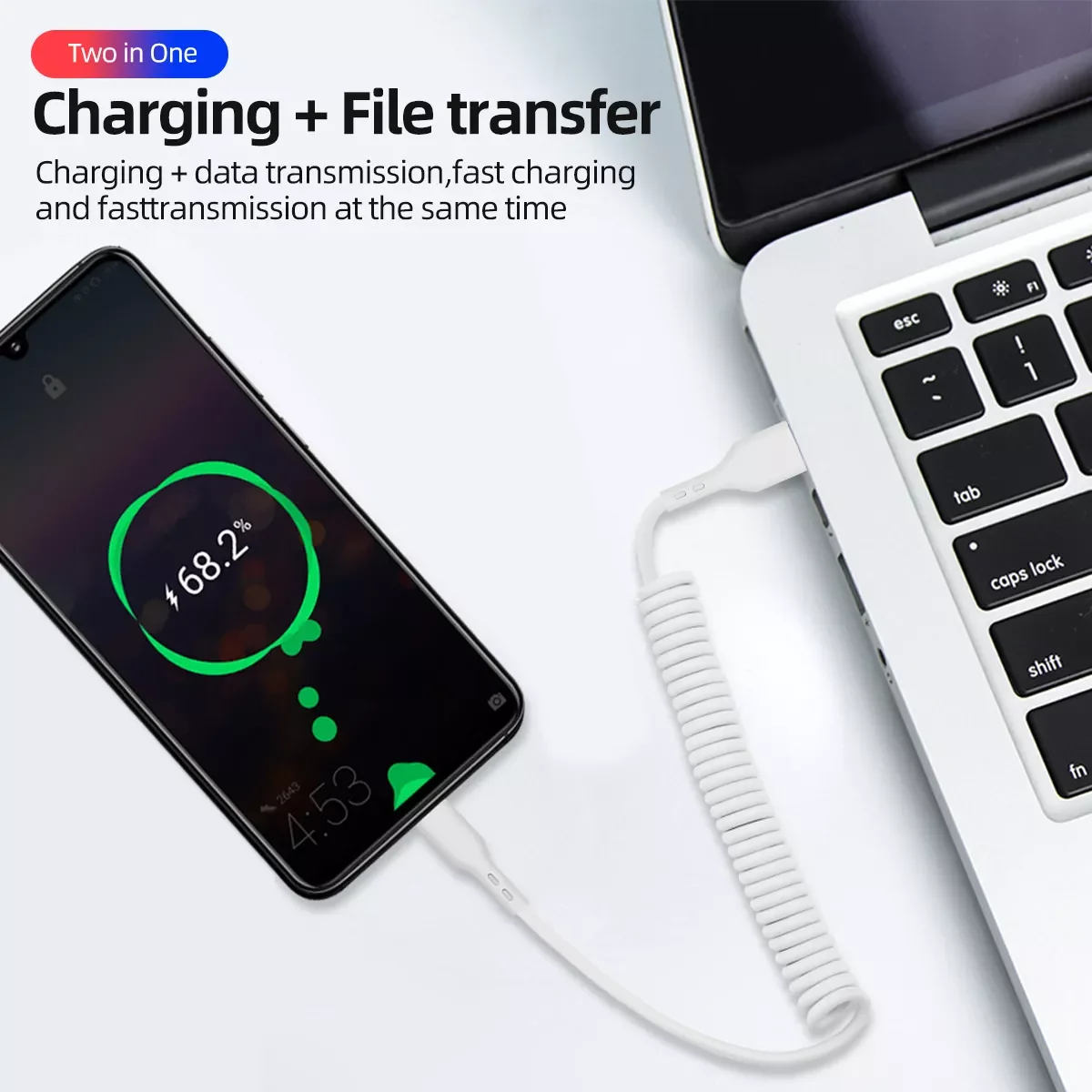 

Spring Type C Data Cable 66W 6A for Huawei Mate 40 Pro Super Fast Charging USB Type-C Charge Cable Tipo C Charger Cord Wire