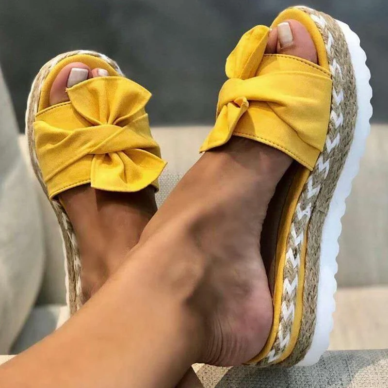 

Zomer Sandalen Vrouw Schoenen Vrouw Slip Boog Slippers Zomer Strand Slippers Platte Vrouwelijke Schoenen Non-slip Wig Schoenen
