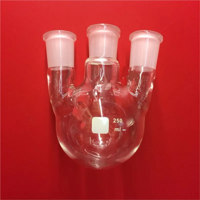 

250ml,24/29*3,3-neck,Round bottom straight Glass flask,Lab Boiling Flasks,Three neck laboratory glassware