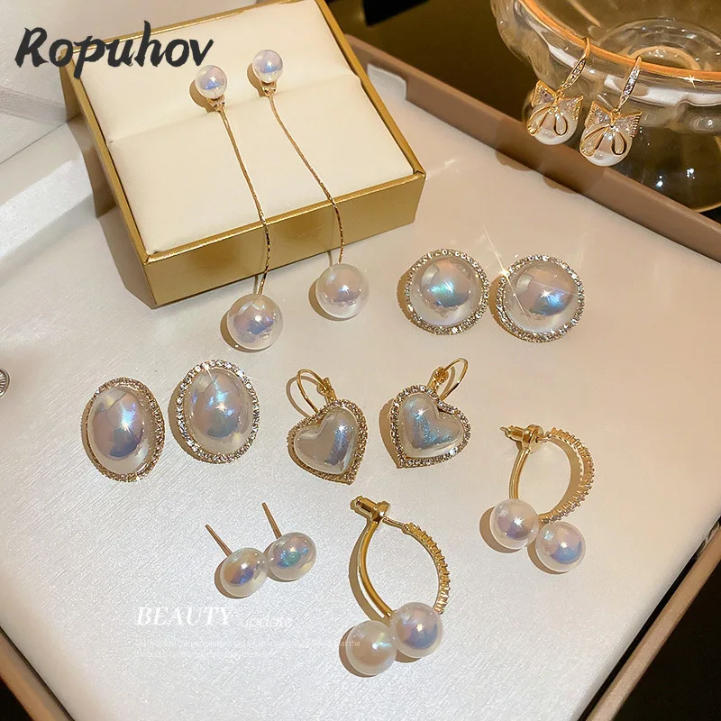 

ROPUHOV 2022 новые женские серебряные серьги русалки Ji с жемчугом корейские французские простые