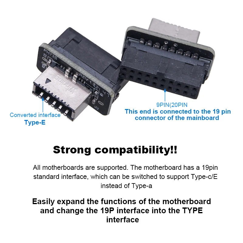

Адаптер передней панели USB Type-E на USB 3,0, 19-контактный адаптер, внутренний вертикальный сплиттер для материнской платы типа C