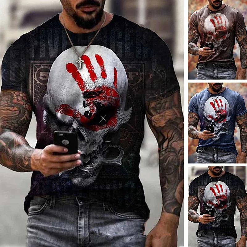 Футболка мужская с коротким рукавом и круглым вырезом винтажная дышащая уличная