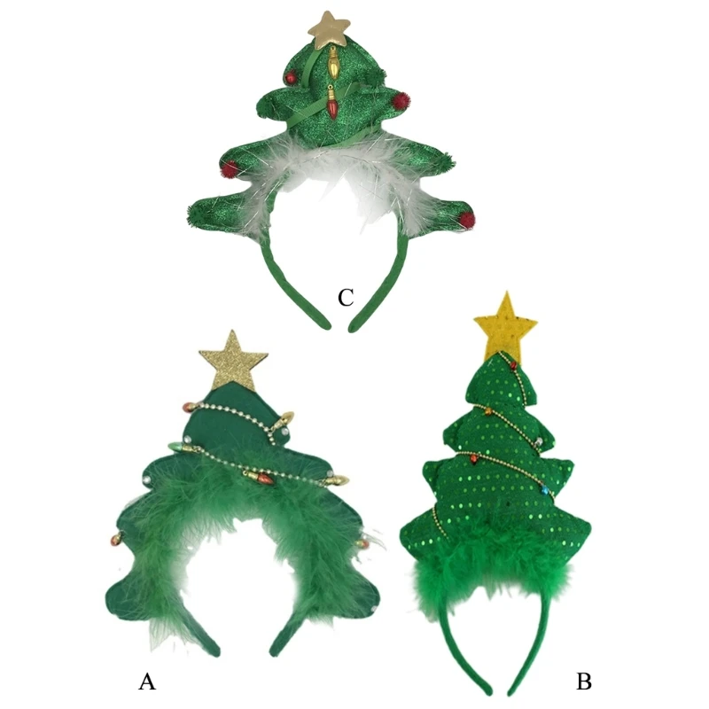 

Plush Christmas Tree Headband Sequins Xmas Tree Hairband Festive Headwear