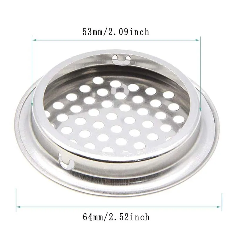 

20pcs 53mm Stainless Steel Vents Ventilation Shutters Circular Mesh Vents for Kitchen Cabinets Bathroom Cabinets Wardrobes