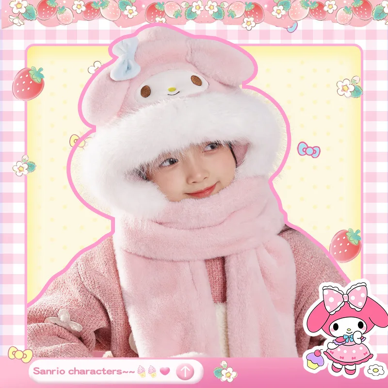 Натуральная Sanrio Cinnamoroll My Melody Kuromi детские милые теплые плюшевые зимние перчатки
