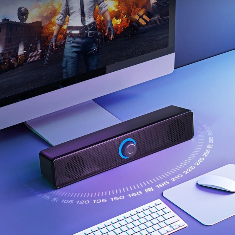 350TS Speaker Bar Computer Speakers 3.5mm Wired Computer Sound Bar HiFi Sound Stereo USB Powered Mini Long Soundbar Speaker