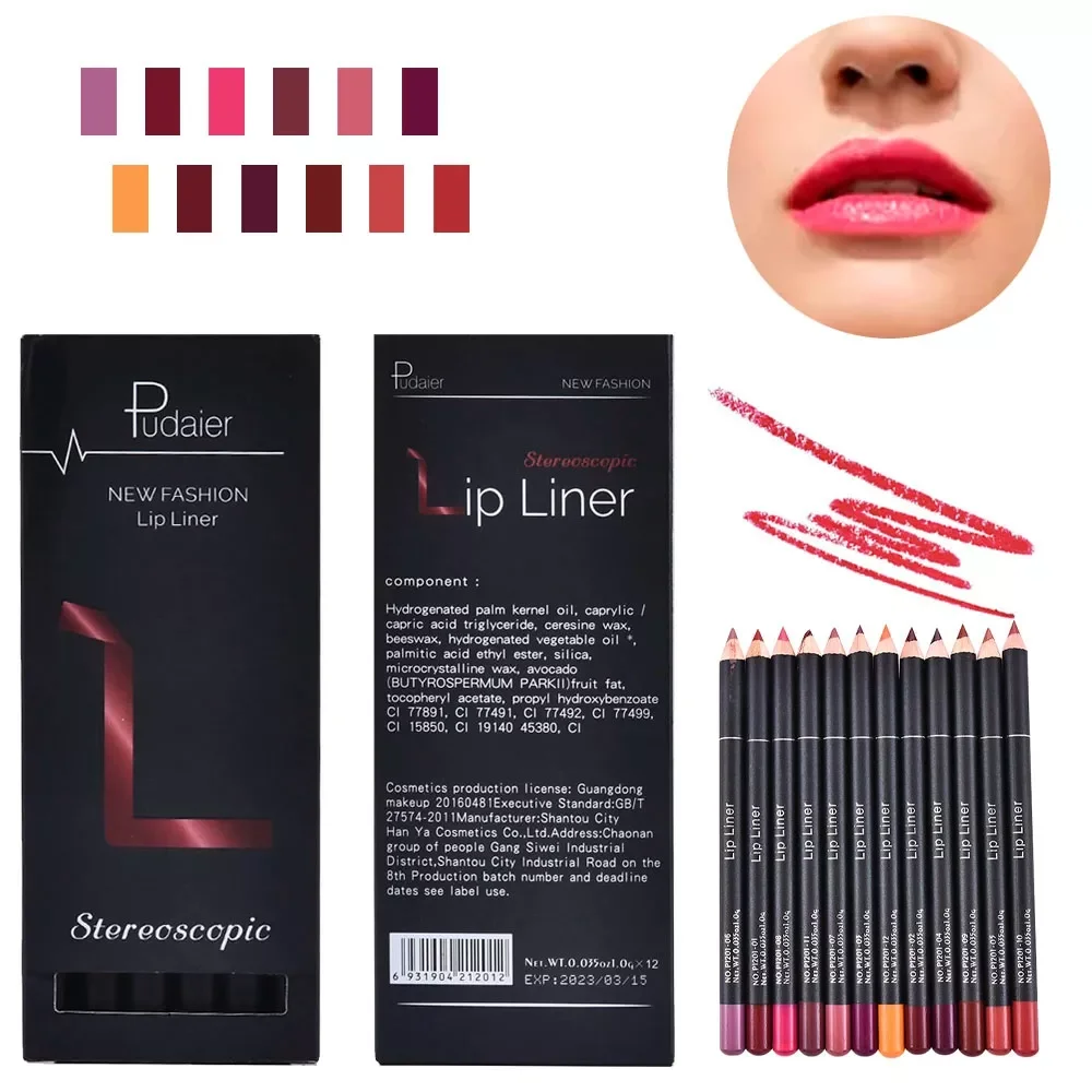 

2023NEW 12 Pcs/Set Fashion Makeup Pencils Pigments Waterproof Lip Liner Lipstick Long Lasting Matte Lipliner Pencil Pen No Box