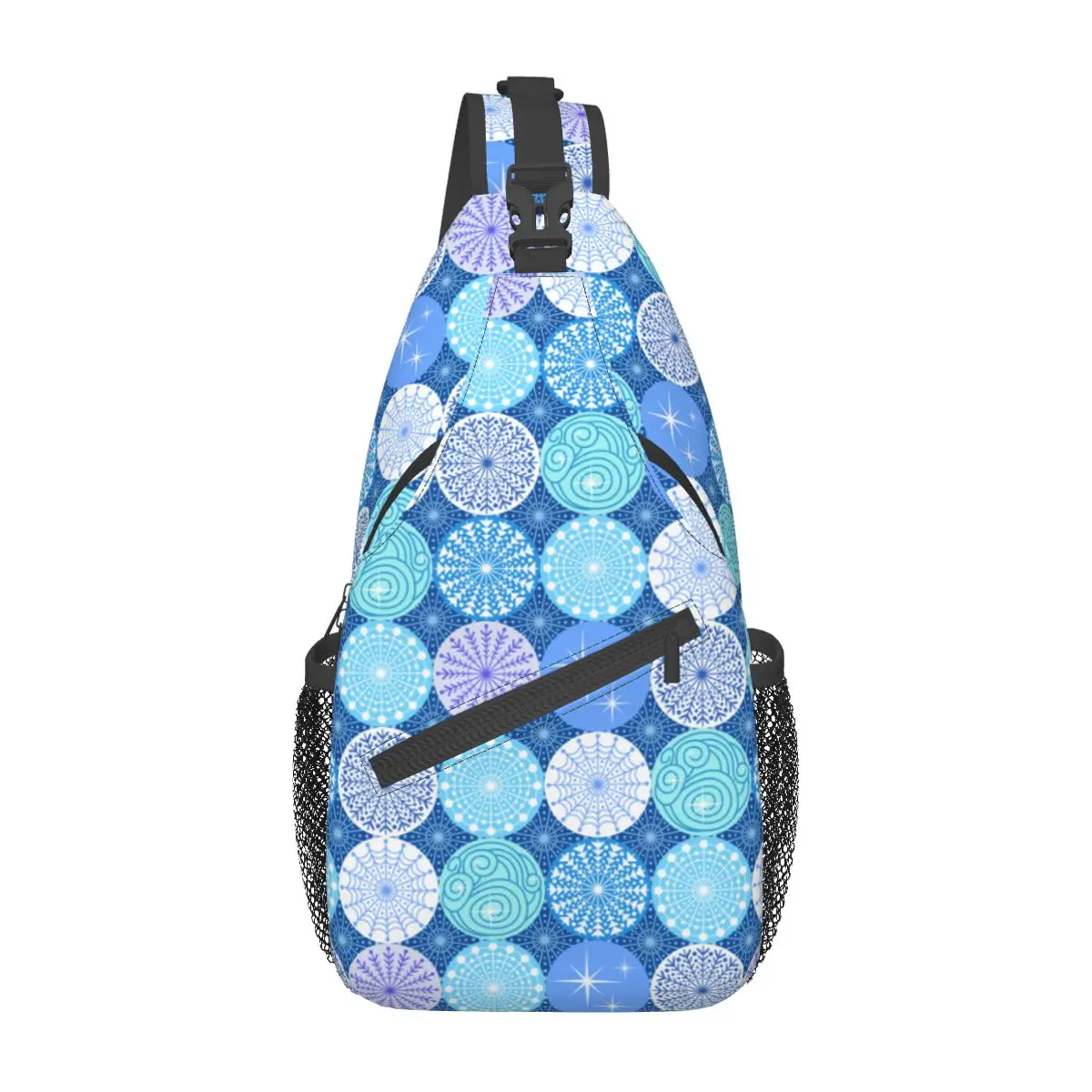 

Men's Sling Pack Chest Shoulder Crossbody Bag Women Blue Mandala Biker Satchel Handbag Phone Bag