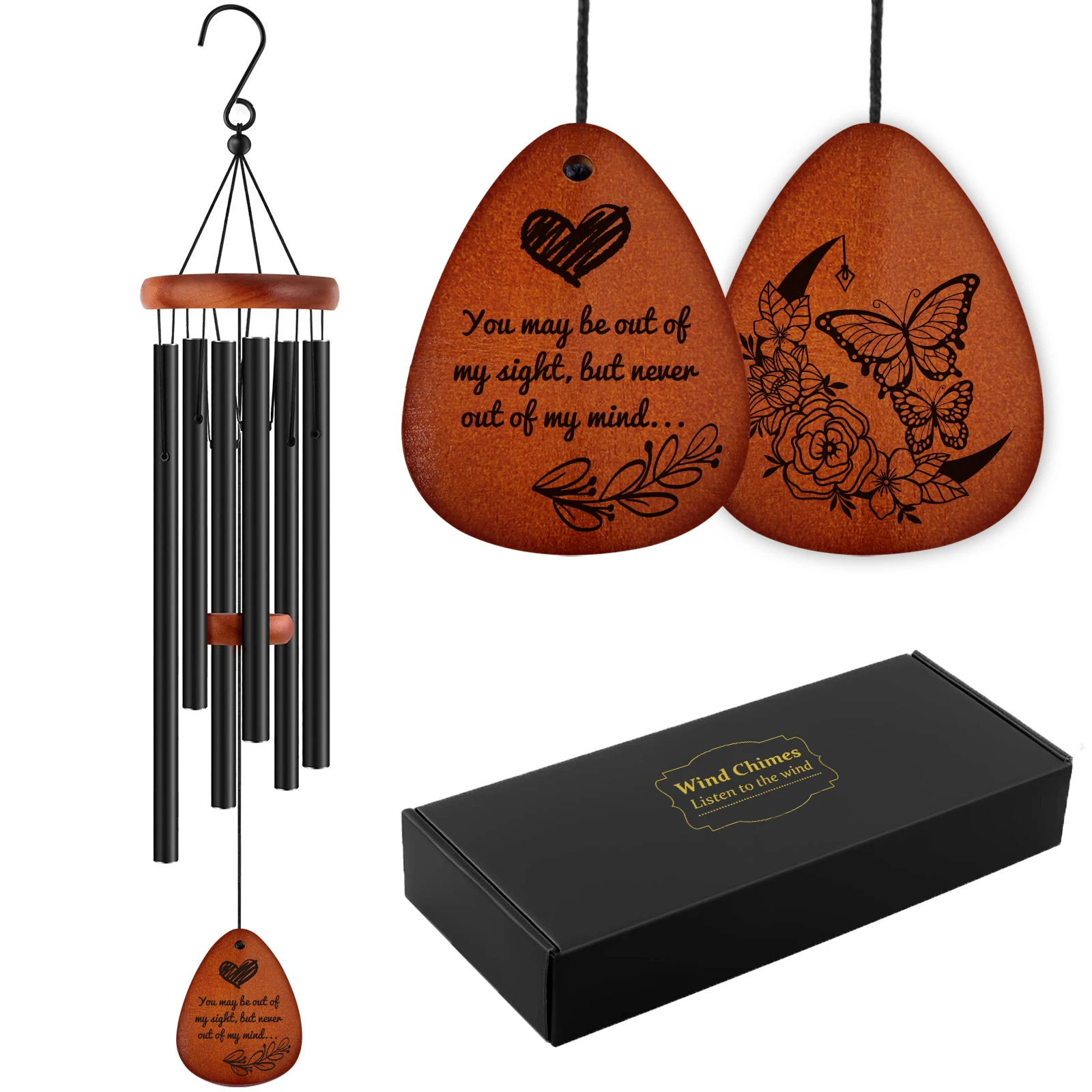 

Hand Crafted Sympathy Wind Chimes with Soothing Deep Tones Memorial Wind Chimes for Loss of Loved Who Never Out of My Mind