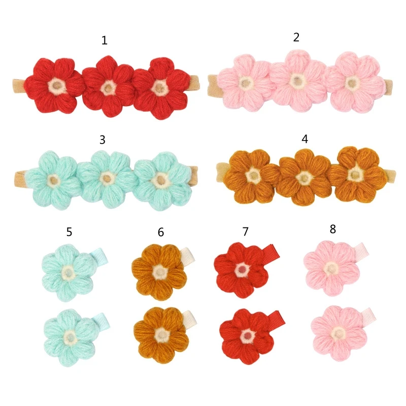 

Baby Headband Handmade Crochet Flowers Kid Elastic Hairband ChildHair Accessory