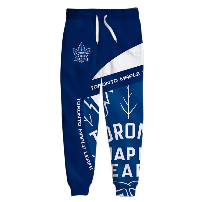 

Toronto men's Casual Pants Blue White Stitching Geometric Digital Print Maple Leafs Sweatpants