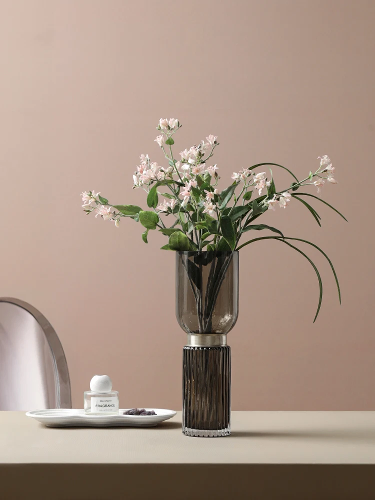 

Modern Glass Vase Home Decoration Living Room Accessories Flower Pot Dining Table Dry Vase Flowers Light Luxury Hydroponic Vases