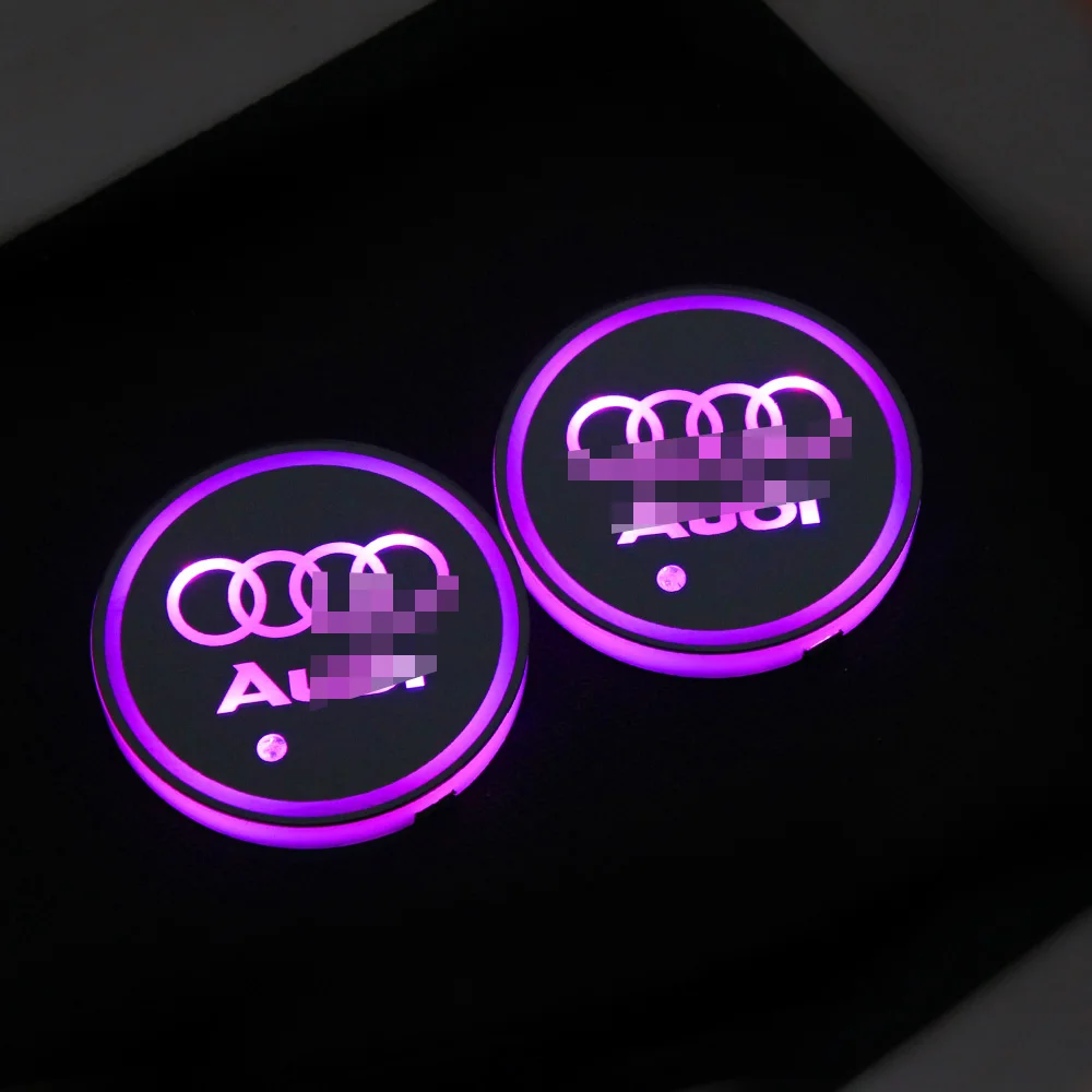 Car LED Cup Holder Light Mats Pads Coasters Bottle Atmosphere Constellation Backlight Lamp 7 Colors for Audi A3 A4 A5 A6 Q3 Q5 |