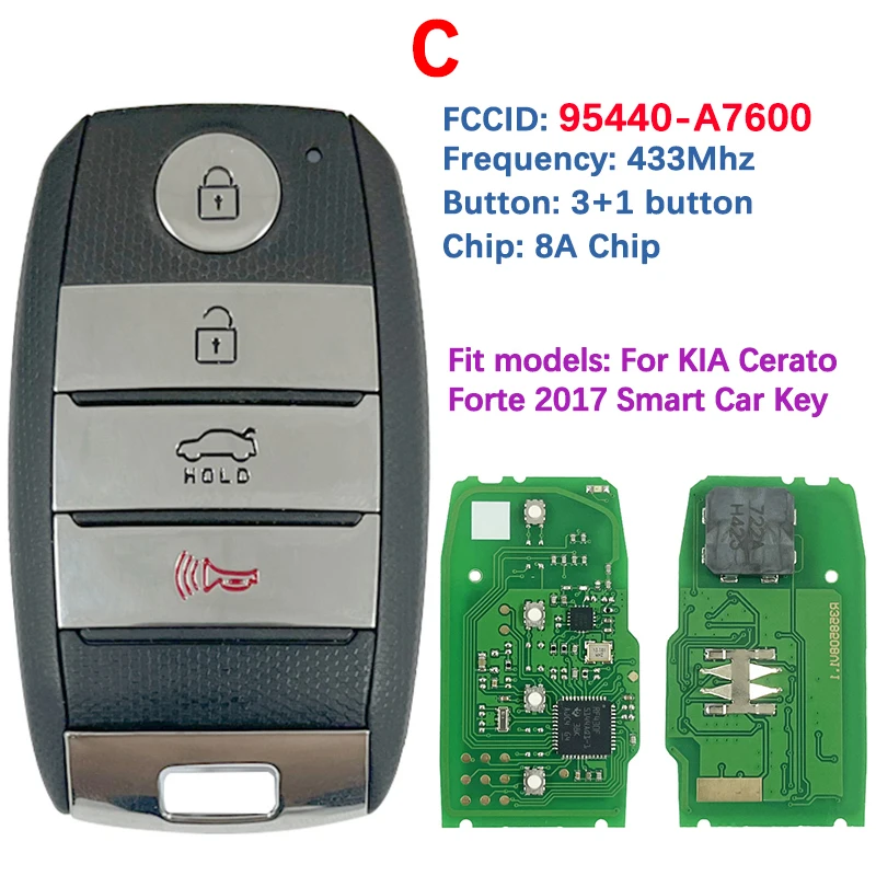 

Смарт-ключ 8А чип 433 МГц FCCID 95440-A7100 95440-A7500 A7600 95440-A7700 95440-A7800 для KIA Cerato K3 2014-2019