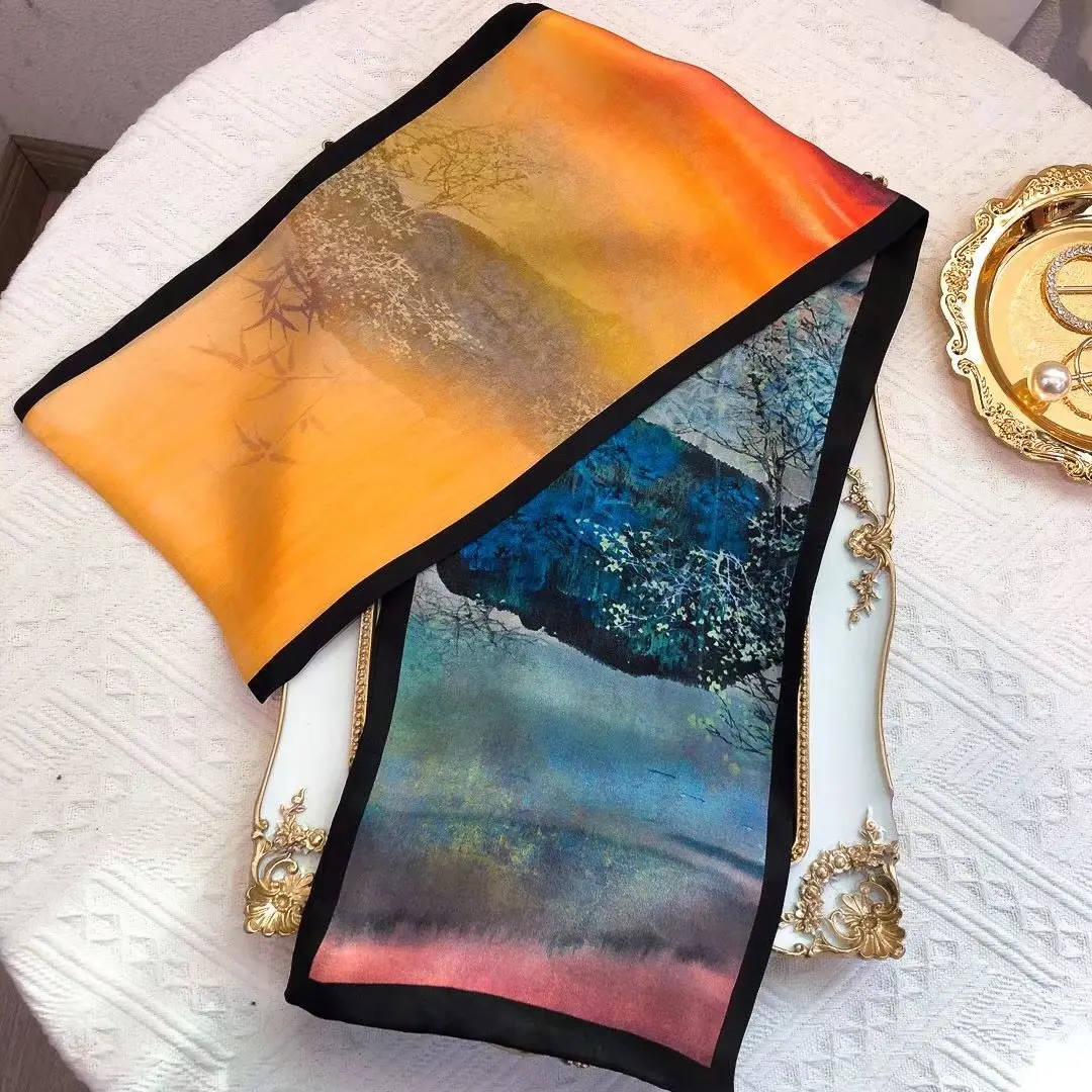 

2022 роскошный Шелковый квадратный шарф Wintr, Женская Весенняя Шейная шаль, галстук, повязка на голову, Женская повязка на запястье, головной пл...