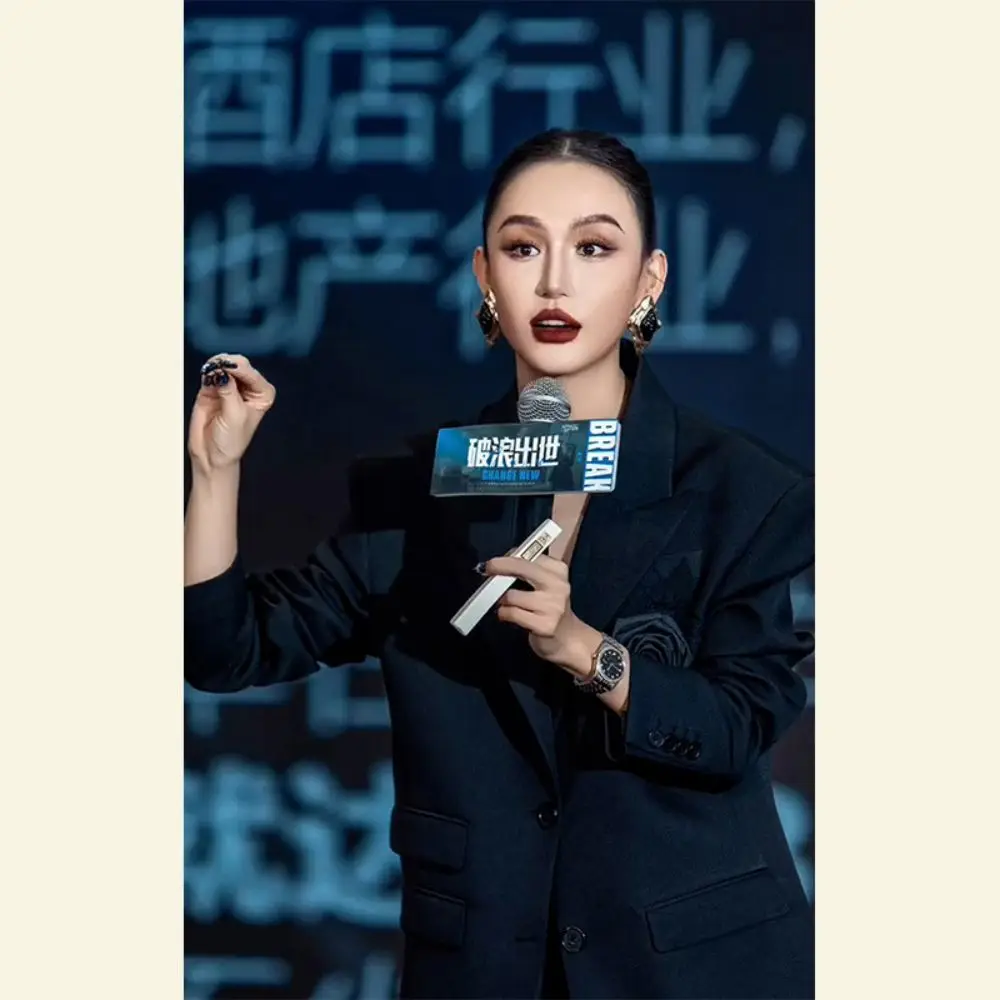 Black Temperament Blazer For Women Peaked Lapel Long Sleeve 3D Flower Design Single Breasted Coat 2023 New Fashion Female Jacket